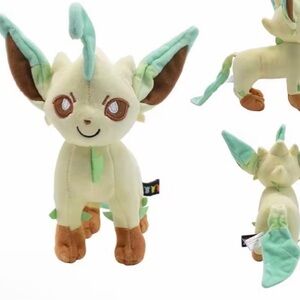 Cute Plush Leafeon Toy with Green and Brown Accents - NWT Japanese